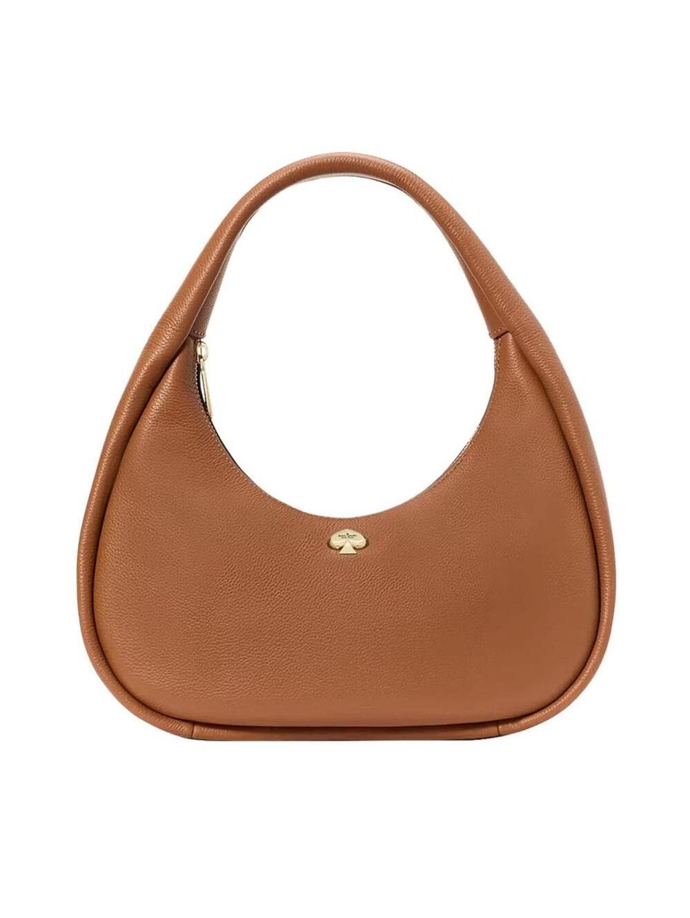 Kayla Crescent Shoulder Bag Pebbled Leather Warm Ginger